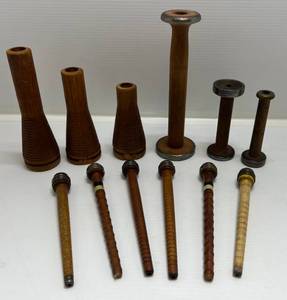 Group Of Misc. Vintage Wooden Spools & Quills