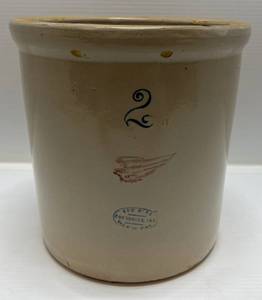 2 Gal. Antique Red Wing Potteries Inc. Crock With No Date