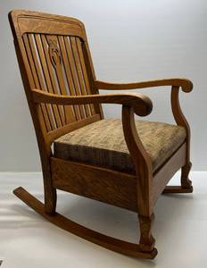 Vintage Solid Oak Rocking Chair