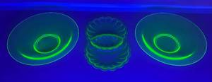 Group Of Vintage Green Vaseline Uranium Glass Items