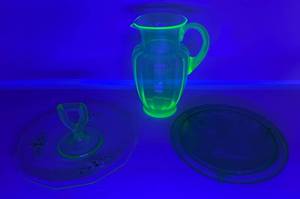 Group Of Misc. Vintage Green Vaseline Uranium Glass Items