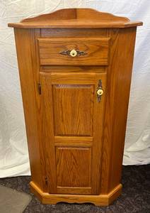 Vintage Wood Corner Cabinet With Drawer 49 12 T x 27 34W x 20 D