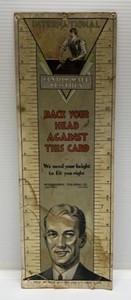 Vintage Advertising Card (International Tailoring Co. New York Custom Made Clothes Hieght Chart) (RARE) 6 34 x 18 34