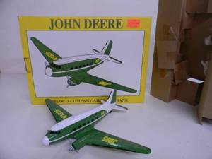 lot 7 image: LIBERTY CLASSICS By SPEC CAST JOHN DEERE DIE-CAST METAL JD-95 DC-3 COMPANY AIRPLANE BANK  - IN BOX - GREAT PIECE - NICE - SEE PICTURES