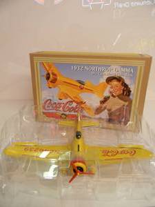 lot 21 image: ERTL COLLECTIBLES CocaCola 1932 NORTHROP GAMMA AIRPLANE DIE-CAST METAL BANK - IN BOX - GREAT PIECE - NICE - SEE PICTURES
