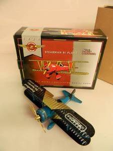lot 23 image: RACING CHAMPIONS COLLECTOR SERIES 1 oF 2500 -  J.C. WHITNEY & CO. 1934 STEARMAN BI PLANE AIRPLANE DIE-CAST METAL BANK - IN BOX - GREAT PIECE - NICE - SEE PICTURES