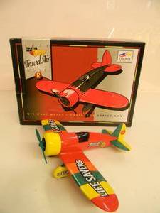 lot 24 image: LIBERTY CLASSICS By SPEC CAST COLLECTOR SERIES -  LIFESAVERS 1929 TRAVEL AIR MODEL R AIRPLANE DIE-CAST METAL BANK - IN BOX - GREAT PIECE - NICE - SEE PICTURES