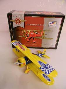 lot 29 image: LIBERTY CLASSICS By SPEC CAST LIMITED EDITION COLLECTOR SERIES - FORD MOTORSPORTS 1934 STEARMAN BI PLANE AIRPLANE DIE-CAST METAL BANK - IN BOX - GREAT PIECE - NICE - SEE PICTURES
