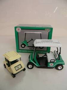 lot 52 image: 1998 LIMITED EDITION TEXACO COUNTRY CLUB GOLF CART BANK - IN BOX - W  CASE - FOSSIL GOLF CART DESKTOP CLOCK GREAT PIECES - NICE - SEE PICTURES