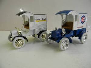 lot 94 image: 2 DIE CAST COIN BANKS - ERTL 1905 FORD, FIRST DELIVERY CAR  COAST TO COAST & 1905 FORD CHICAGO CUBS - NICE - COOL PIECES - SEE PICTURES