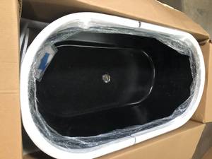 lot 27 image: AKDY 60 in. Fiberglass Double Ended Flatbottom Non-Whirlpool Bathtub in Matte Black Customer Returns See Pictures