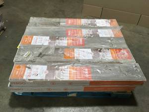 lot 16 image: 10 Boxes of Pergo Outlast Grey Optimus Pine 12 mm T x 7.5 in. W Waterproof Laminate Wood Flooring (19.6 sqftcase)  Customer Returns See Pictures