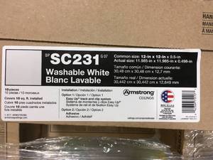 lot 17 image: Pallet of  Armstrong Flooring SC231 Washable White  (18 Boxes) Customer Returns See Pictures