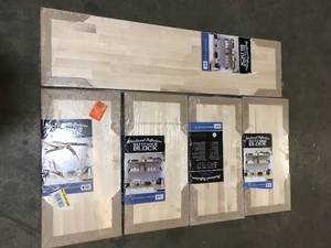 lot 41 image: Lot of HARDWOOD REFLECTIONS Solid Wood Butcher Block Shelf 24 in. W X 12 in. D X 1.5 in. H in Unfinished Birch Customer Returns See Pictures