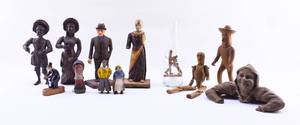 lot 104 image: 12 Folk Art Carved Wood Human Figures