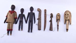 lot 105 image: 8 African Carved Wood Figures