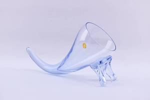 lot 131 image: Tiffin Blue Glass Footed Cornucopia