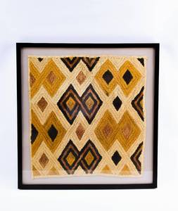 lot 122 image: Framed African Shoowa Kuba Textile