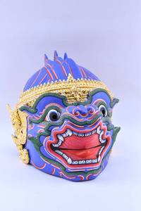 lot 9 image: Thai Paper Mache Theater Blue Monkey Mask
