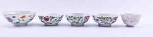 lot 174 image: 5 Antique Chinese Porcelain Floral Bowls