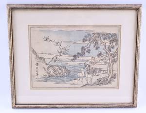 lot 184 image: Japanese Woodblock Print of a Landscape