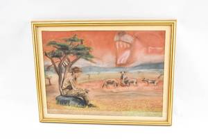 lot 217 image: African Safari Hyena Pastel