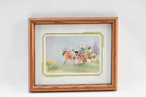lot 225 image: Watercolor of Oxcart