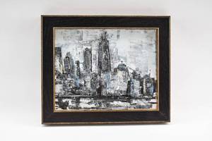 lot 227 image: Small Cityscape Painting