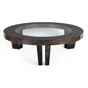 lot 49 image: Large Jimeco Modern Goatskin & Glass Coffee Table