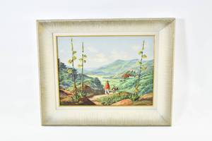 lot 399 image: G. Gomez R. Oil Painting on Canvas of Man and Donkey
