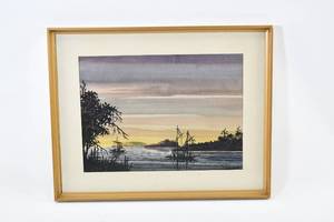 lot 400 image: Original Watercolor Painting of Boats, Signed