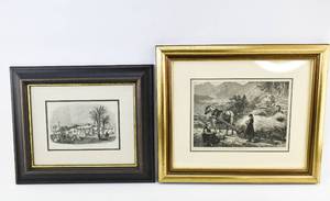 lot 402 image: 2 Black and White Engravings, Scenes from Norway, Egypt