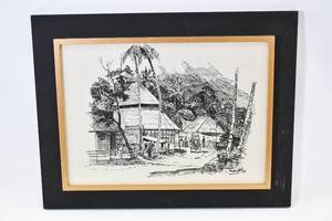 lot 405 image: Muslim Saleh Drawing of Indonesian Village