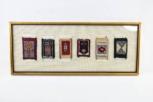 lot 412 image: Framed Set of 6 Miniature Textiles