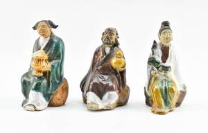 lot 249 image: 3 Chinese Mudman Figures