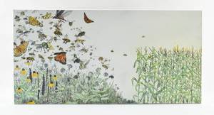 lot 353 image: Laura Corcoran Declining Pollinators Screenprint, Watercolor, Airbrush