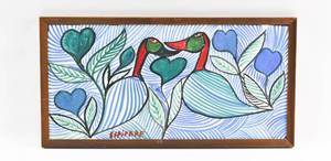 lot 370 image: St. Pierre Haitian Painting of Birds