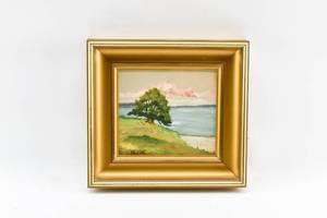 lot 382 image: TH Goth Original Painting on Board of Seaside Tree