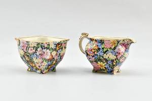 lot 202 image: Royal Winton Balmoral Floral Cream & Sugar Set