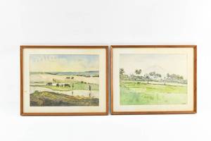 lot 258 image: Pair of Muslim Saleh Landscape Watercolors