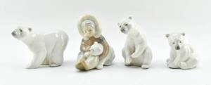 lot 13 image: 4 Lladro Polar Bear Figurines