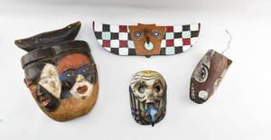 lot 62 image: 4 Carved Wood Masks, Burkina Faso, Others