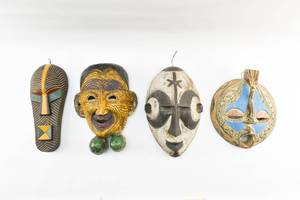 lot 64 image: 4 Carved Wood Masks, Nigeria, Others