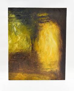 lot 214 image: Jack Dale Oil on Board Yellow Abstraction