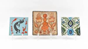 lot 424 image: Group of 3 Handmade Ceramic Tiles