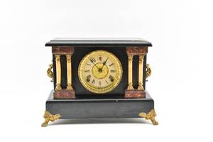 lot 427 image: Vintage Session Clock Co. Mantle Clock