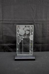 lot 114 image: Frank Lloyd Wright - Coonley Etched Glass Table Accent
