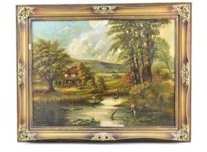 lot 27 image: Large Landscape Painting on Canvas