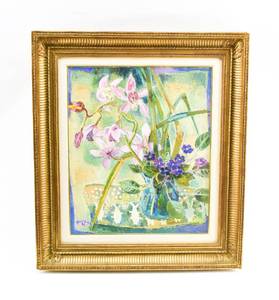 lot 34 image: Edouard Georges Mac-Avoy Les Orchidees Roses Painting