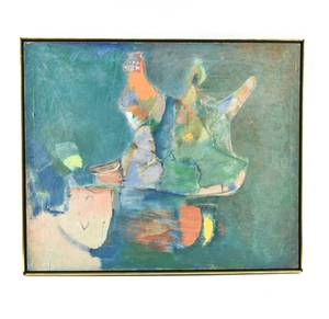 lot 35 image: Abstract Oil Painting on Canvas 1953